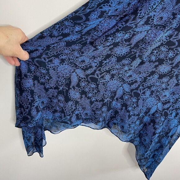 DEREK LAM 10 Crosby Dress Womens 6 Two Tier Cami Midi Silk Blue Midnight - Picture 11 of 14